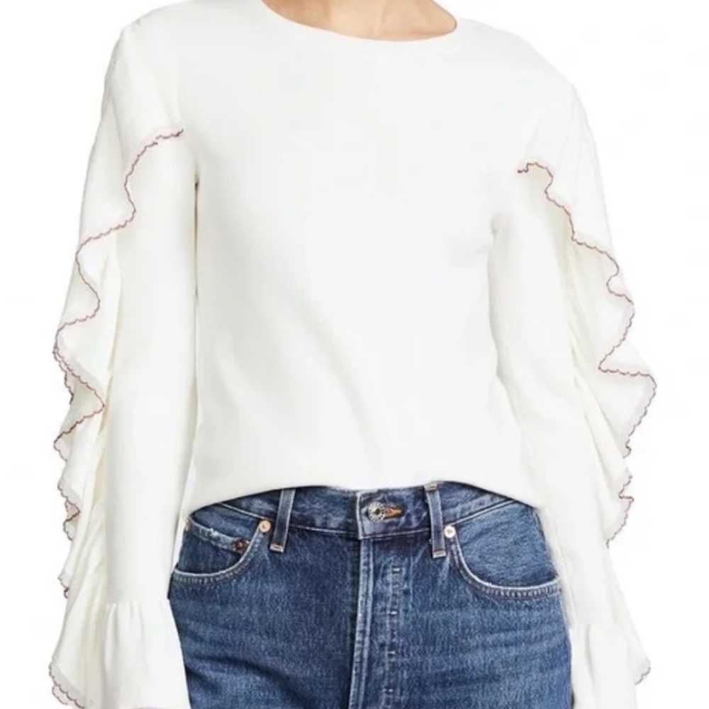 Club Monaco Ruffle Sleeve Cropped Sweater Small
